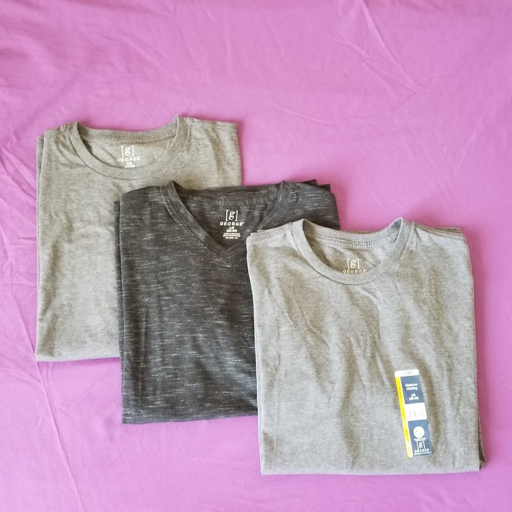 Bundle George Men's Solid Crew Tee & Jersey V-neck